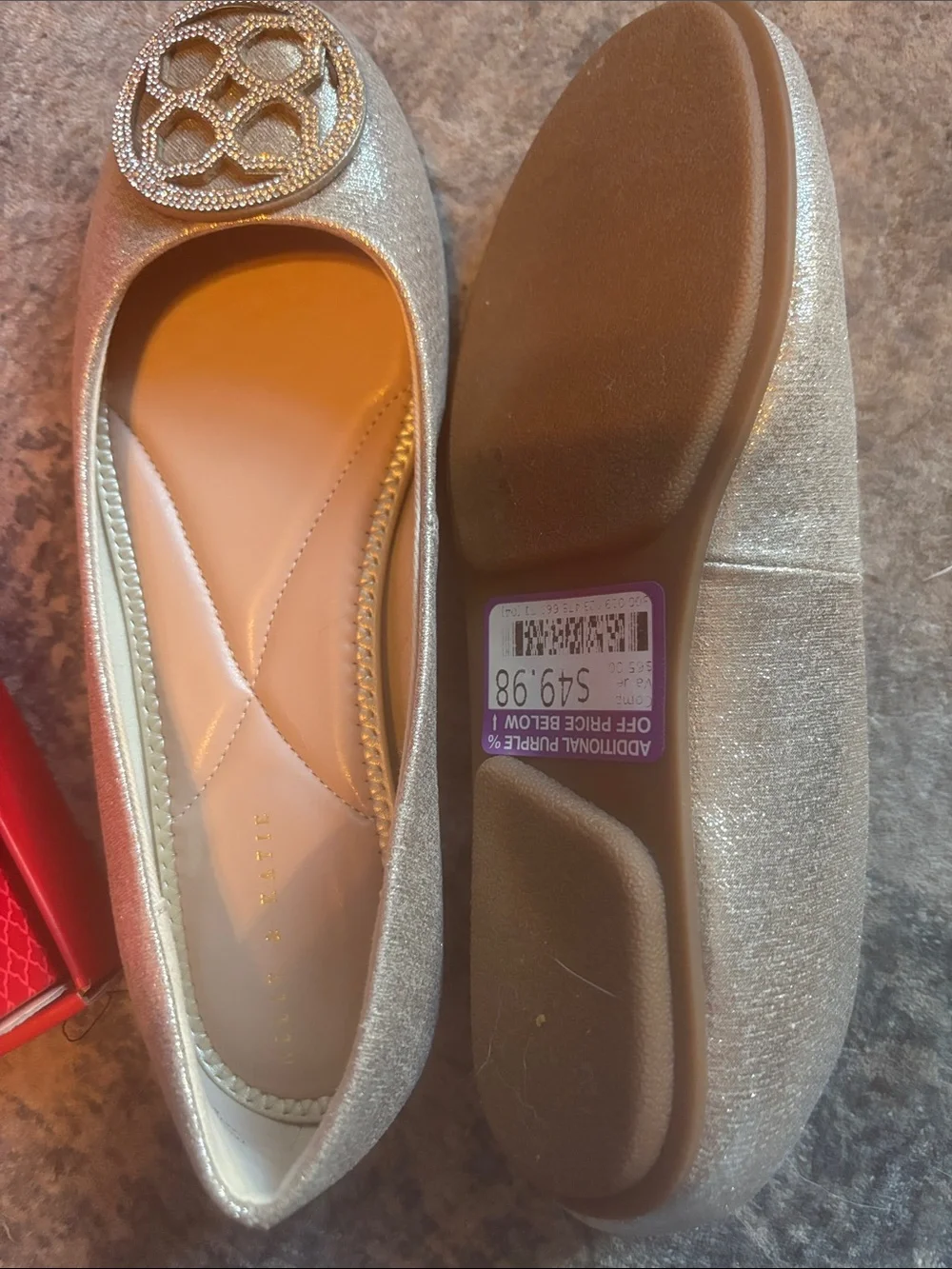 Gold Embellished Women's Ballet Flats